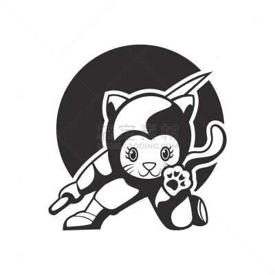忍者,吉祥物,猫,可爱的,怪异,背景分离,一个人,品牌名称,儿童,节日