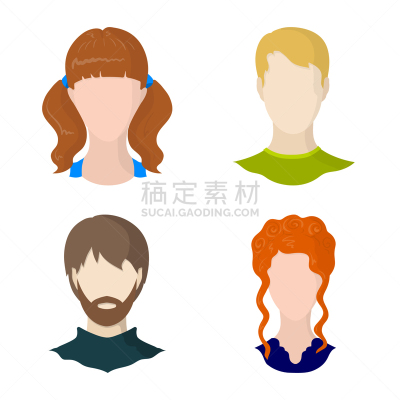 图标集,人造模特,头像,专业人员,肖像,女人,头发,发型,金色头发,设计
