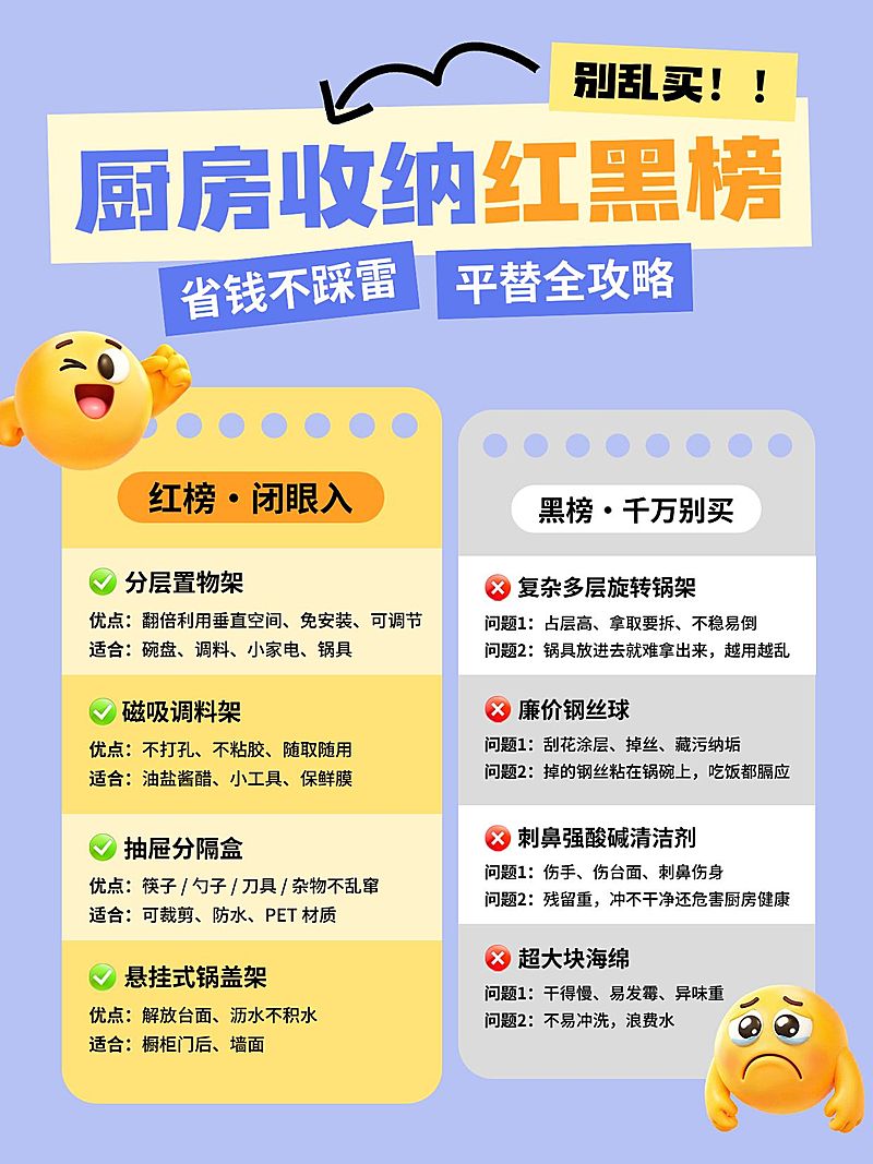 家居好物分享厨房收纳红黑榜小红书配图