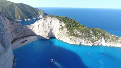 纳瓦吉奥海滩，Zakynthos岛，希腊