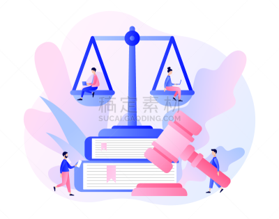 小的,绘画插图,卡通,槌子,人,概念,平坦的,美国最高法院,矢量