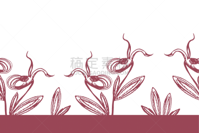 矢量,水平画幅,轮廓,绘画插图,兰花,自然,式样,针叶林,花