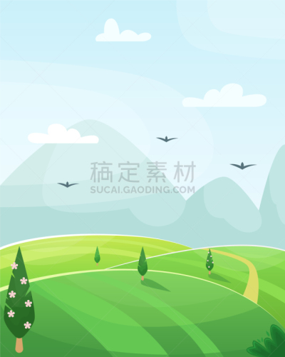 春天,田地,地形,卡通,平坦的,十月,环境,云,公园,树