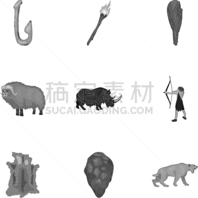 巨大的,石器时代,分离着色,图像,真猛玛象,辛勤工作,动物,品牌名称,矢量,收集
