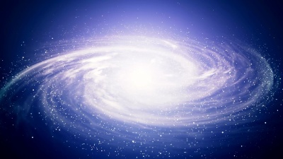 有一个旋转星系的美丽的太空场景