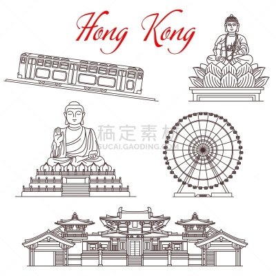 著名景点,旅途,车轮,空中缆车,荷花,现代,建筑业,建筑,绘画插图