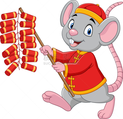 老鼠,卡通,传统服装,可爱的,传统,2020,传统节日,问候,站
