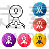计算机图标,视频会议摄像机,多色的,矢量,绘画插图,相机,白色背景,圆形,按键区,线条
