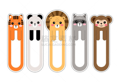 动物,绘画插图,卡通,可爱,矢量,书签,猴子,可爱的,模板,哺乳纲