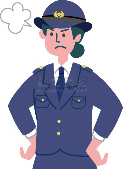 女人,警官,做手势,线条,警察局,简单,绘画插图,问号,问题,评论员
