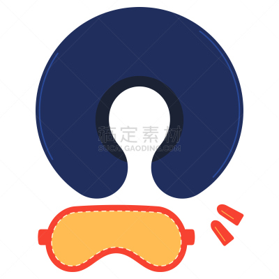 图标集,颈枕,白色背景,分离着色,睡眠用眼罩,巴士,可爱的,背景分离,面具,舒服
