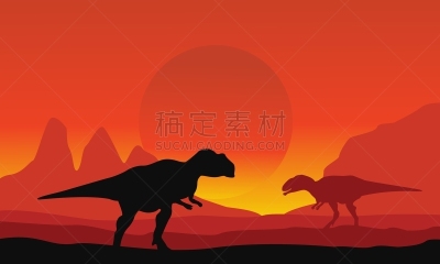 风景,沙漠,远古的,白垩系,古生物学,图像,已灭绝生物,原始主义,史前时代,进攻