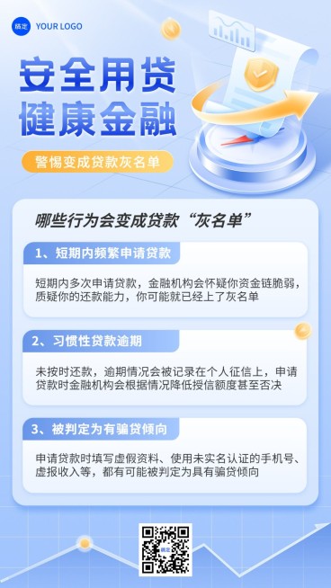 金融证券投资者教育安全贷款知识科普手机海报套装预览效果
