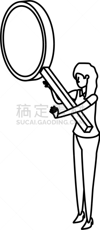 女商人,放大镜,可爱的,商务,专业人员,女人,自然美,设备用品,搜寻