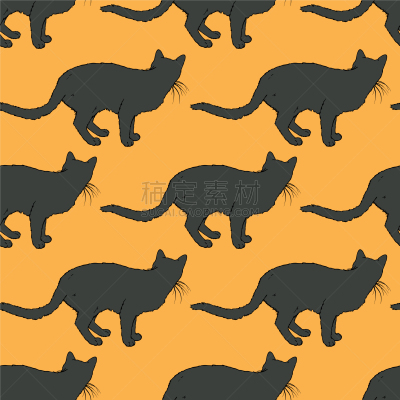 猫,黑色,四方连续纹样,可爱的,宠物,纺织品,图像,壁纸,哺乳纲