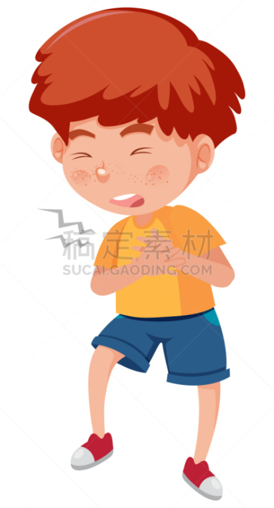胸痛,男孩,白色背景,可爱的,人,健康保健,身体状况,状态,男人,垂直画幅