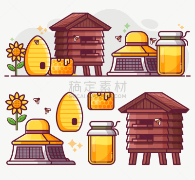 线条画,蜂箱,图标集,农业,一个物体,食品,有机农庄,大黄蜂,蜂窝,细的