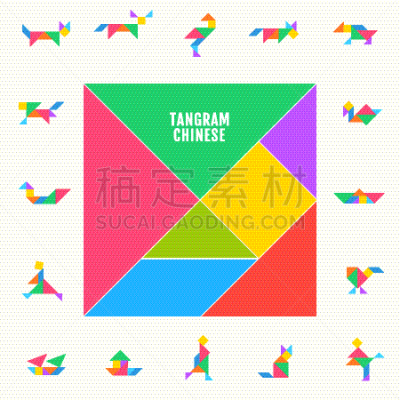 三角铁,方形画幅,谜题游戏,几何形状,品牌名称,传统,模板,女人,拼图,布置