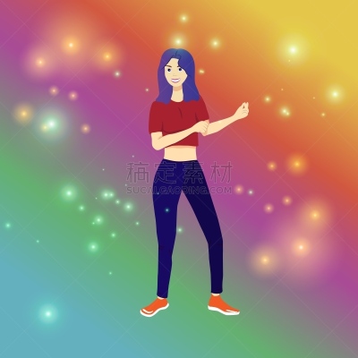 背景,女孩,舞蹈,蓝色头发,两性体,自由,儿童,绘画插图,闪光灯照明,创造力