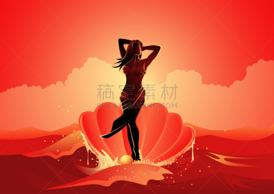 女神,维纳斯,希腊神像,热情,希腊,公主,贝壳,仅一个女人,远古的,非凡的