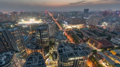 延时摄影-北京CBD鸟瞰，三里屯SOHO夜景(WS RL Pan)
