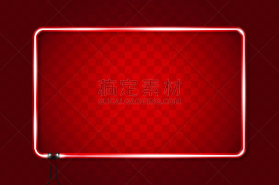 边框,圆形,矢量,长方形,霓虹灯,绘画插图,红色背景,商业广告标志,发光,写实