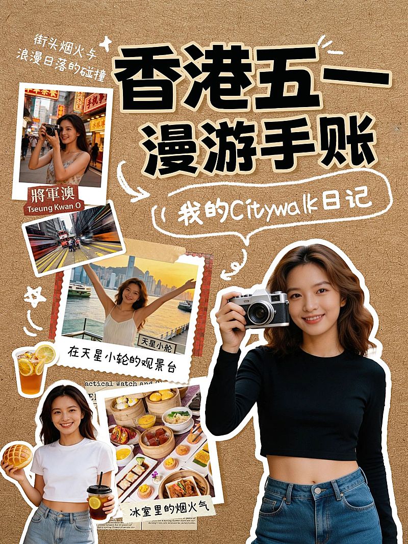 51五一劳动节旅游攻略旅游出行趣味感小红书封面