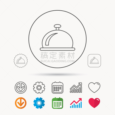 酒店,标志,计算机图标,服务铃,顾客,轮廓,直的,概念,机敏,服务