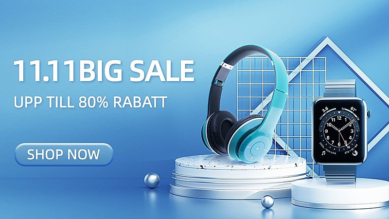科技感双11跨境电商数码家电耳机手表电商横版海报banner