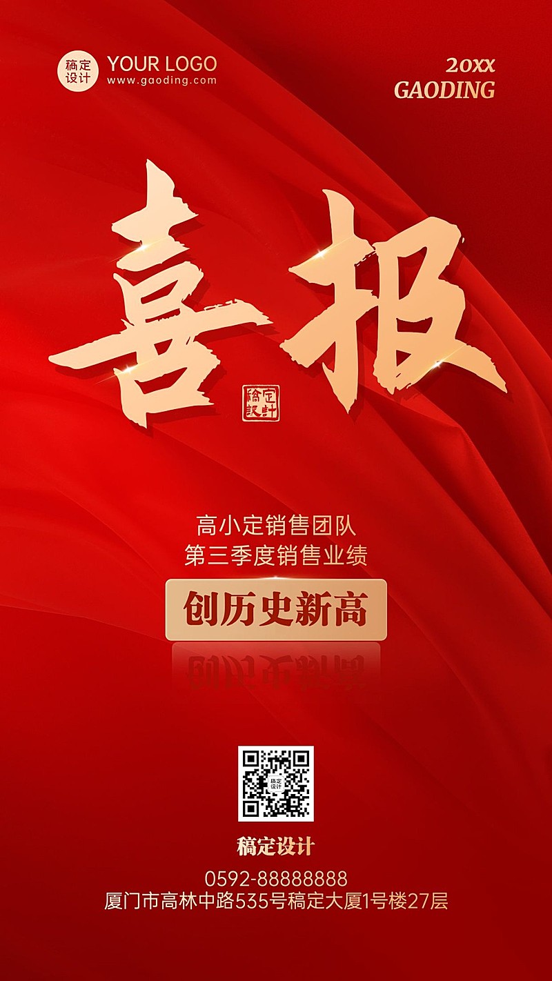 团队业绩喜报排版手机海报
