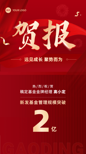 金融基金机构业绩表彰贺报喜报大字喜庆风手机海报预览效果
