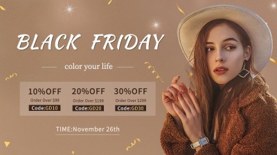 时尚黑色星期五服装女装跨境电商海报banner