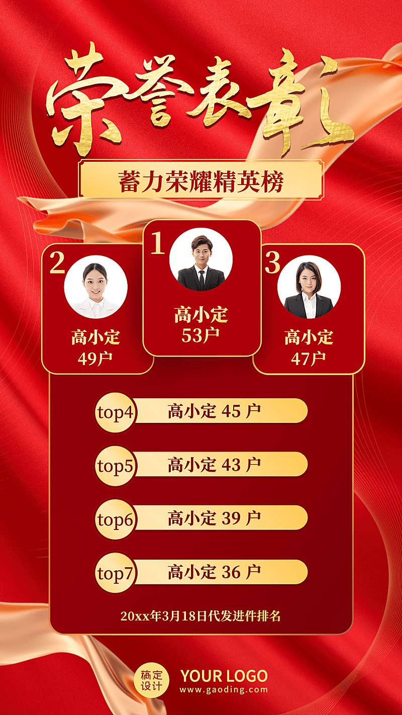 金融保险业绩排行榜喜庆海报