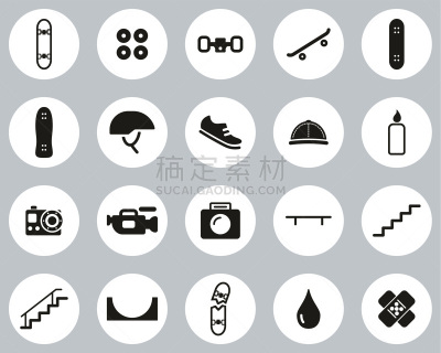 极限运动,滑板运动,设备用品,扁平化设计,计算机图标,圆形,黑白图片,巨大的,运动,背景分离