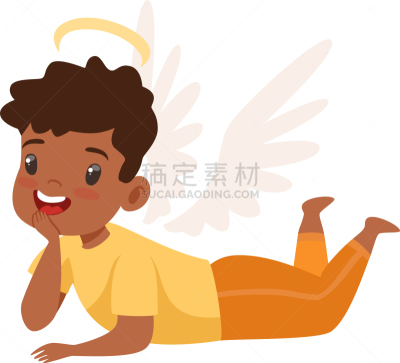 翅膀,小的,男孩,光晕,非洲人,可爱的,面部表情,儿童,小天使,服从