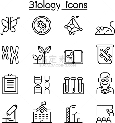生物学,细的,成一排,图标集,时尚,显微镜,结论,生物化学,生物科技,动物