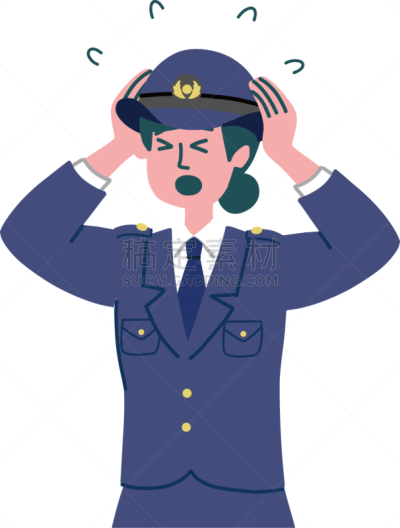 女人,警官,做手势,线条,警察局,简单,绘画插图,问号,问题,评论员