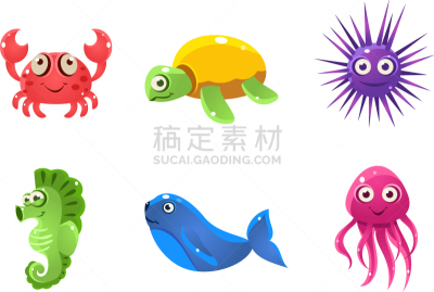 海洋生命,面部扭曲,卡通,可爱的,手机游戏,野生动物,模板,海龟,动物,布置