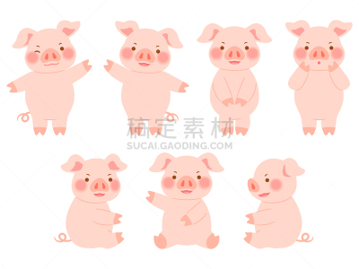 猪,多样,面部表情,绘画插图,动物腿,两个人,舞台,状态良好,侧面,简单