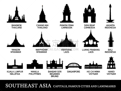 著名景点,城市,东南亚,旅途,仰光,内比都,琅勃拉邦,大吴哥城,剪影,探险