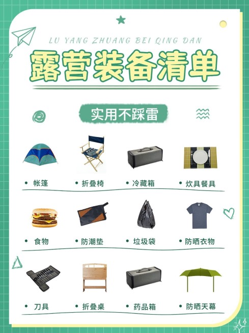 旅游露营装备好物推荐小红书配图预览效果
