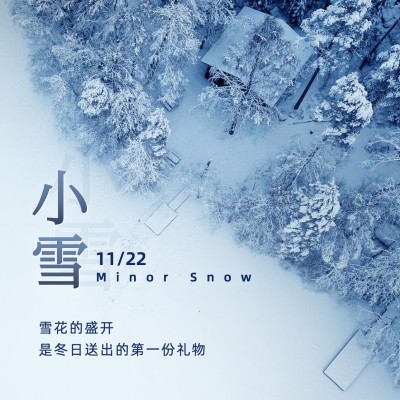小雪节气祝福下雪天实景方形海报