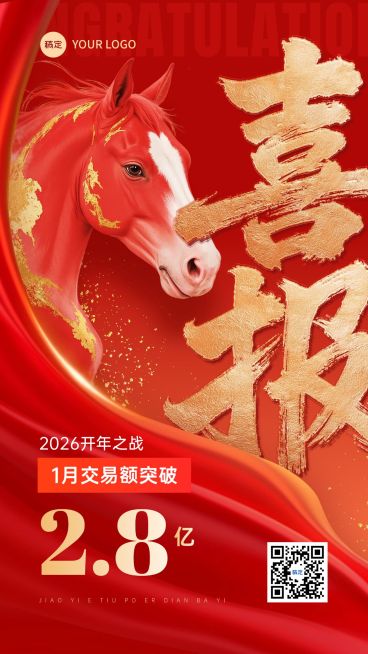 开门红马年喜报海报预览效果