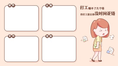 趣味插画打工人电脑分区壁纸