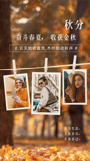 通用秋分节气晒照实景海报预览效果
