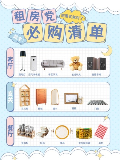 家居家装简约清新卡通购物清单小红书封面