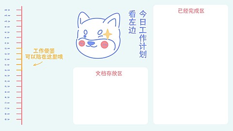 打工人手绘可爱时间轴电脑分区壁纸