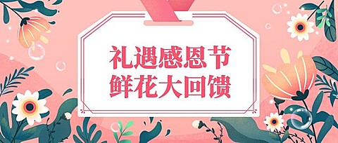 感恩节鲜花环绕促销回馈公众号首图