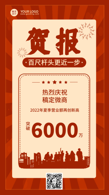 喜报贺报业绩激励红金动态海报