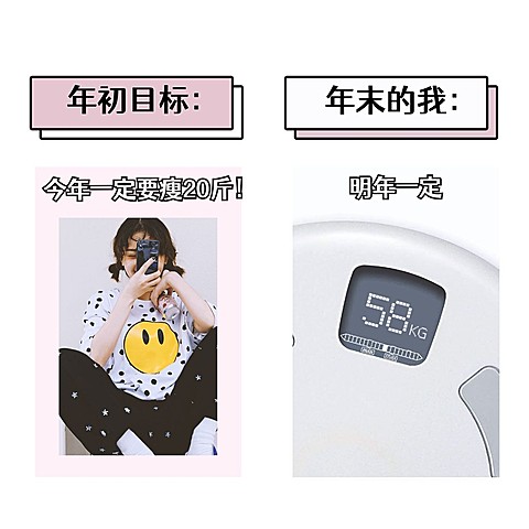 年终总结年初vs年末趣味方形海报